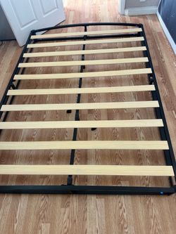 Queen Metal Platform Bed Frame with Wood Slats – No Box Spring Needed