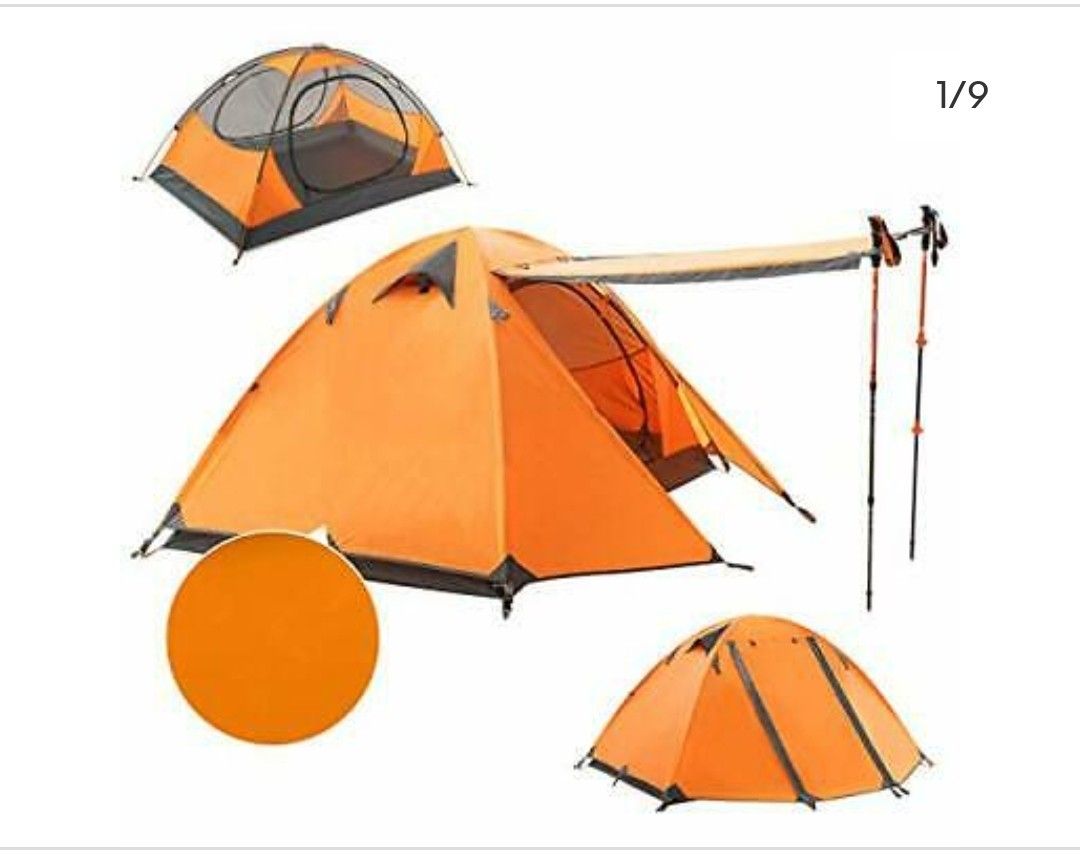 2 Person Camping Tent Outdoor Lightweight Waterproof Easy Setup Two Doors 3 Season Double Layer Large Space Backpacking Tent for Camping Backpacking H