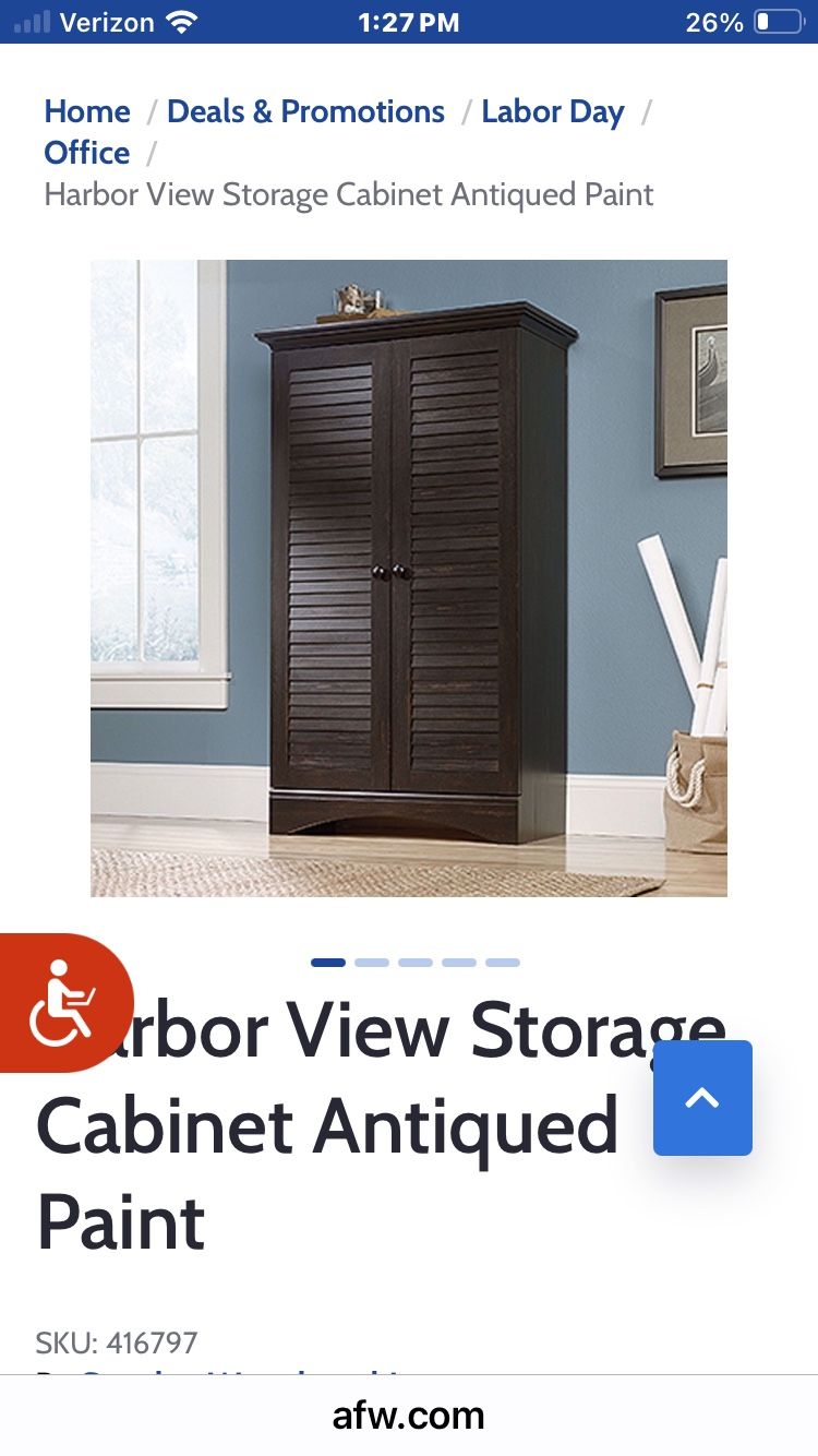 Storage Black Cabinet with Louvre Doors
