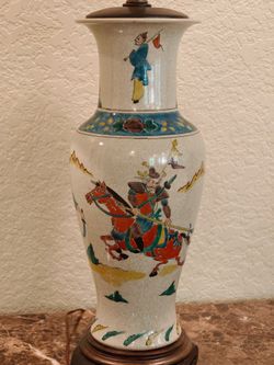 Vintage Frederick Cooper Large Chinoiserie Porcelain Table Lamp 34" with Shade