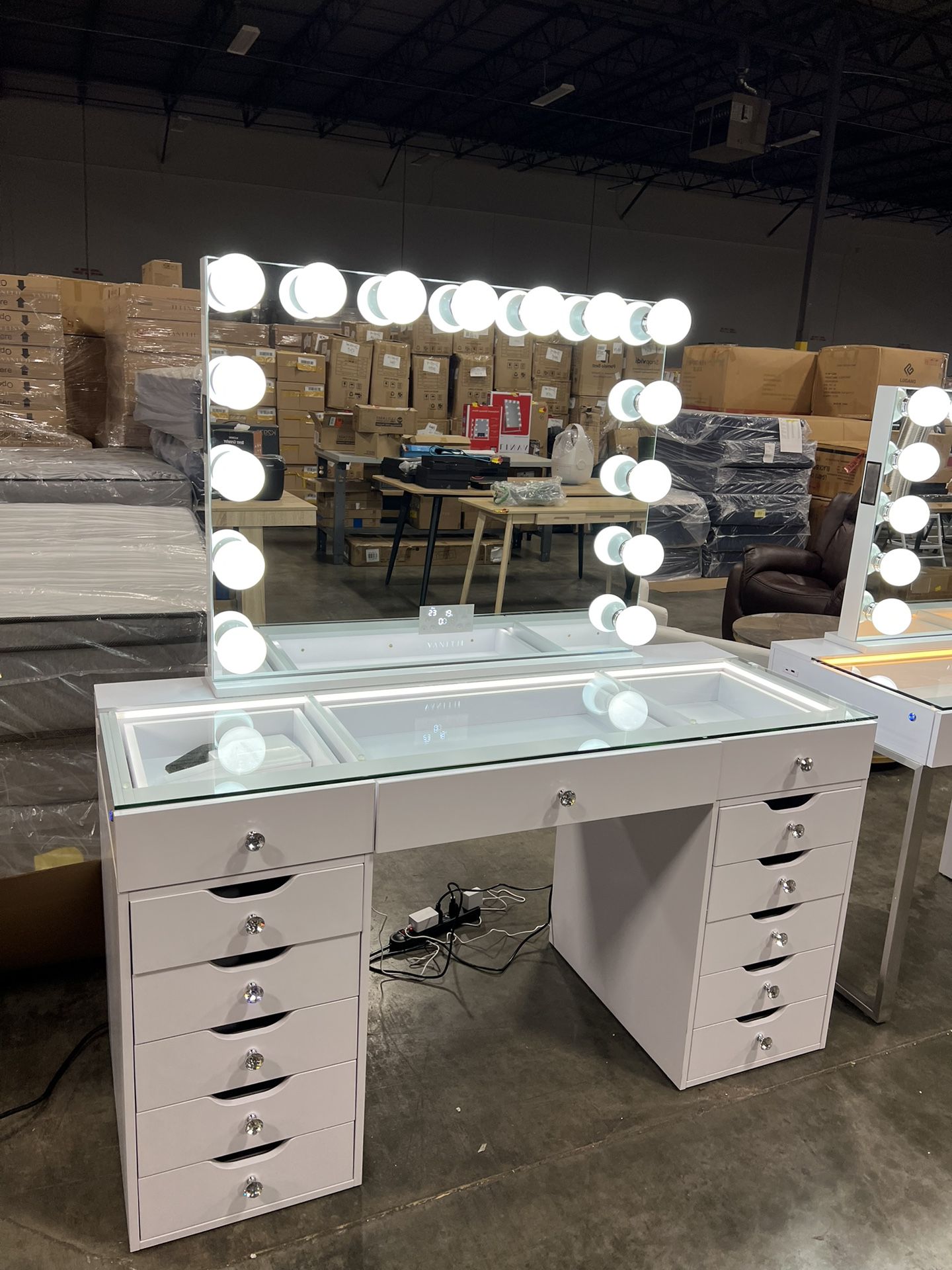 Makeup Vanity With LED Mirror And Bluetooth Speaker 