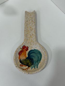 Vinatge Ceramic Rooster Spoon Rest Made in Italy