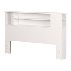 South Shore Vito Bookcase Headboard for Full/Queen Size Beds Pure White - Full/ Queen