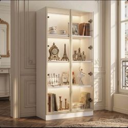 Brand new White Glass Cabinet with Lights Koreatown