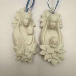 Mary and Baby Jesus Porcelain Ornament Virgin Mary Matte Finish