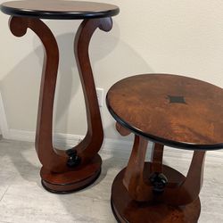 Set of 2 Ornate Pedestal / Accent Tables