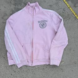 Women Pink and white Princess disney zip up jacket size XXL