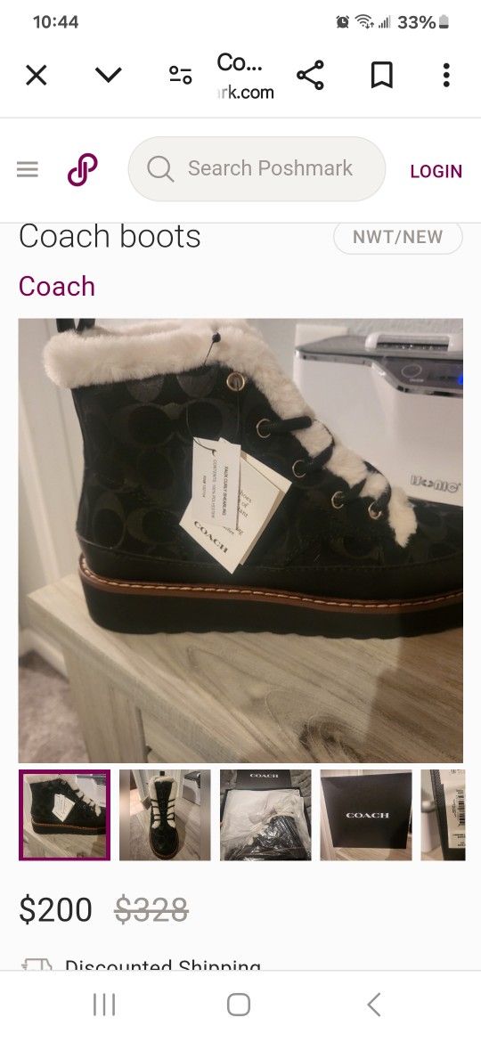 Make Offer Coach Imani Suede Boots Black New In Box Size 8B