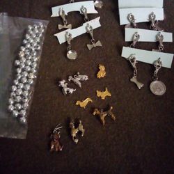 Dog Charms And Silver Tone Beads