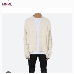 Mnml Off White Destressed Cardigan 