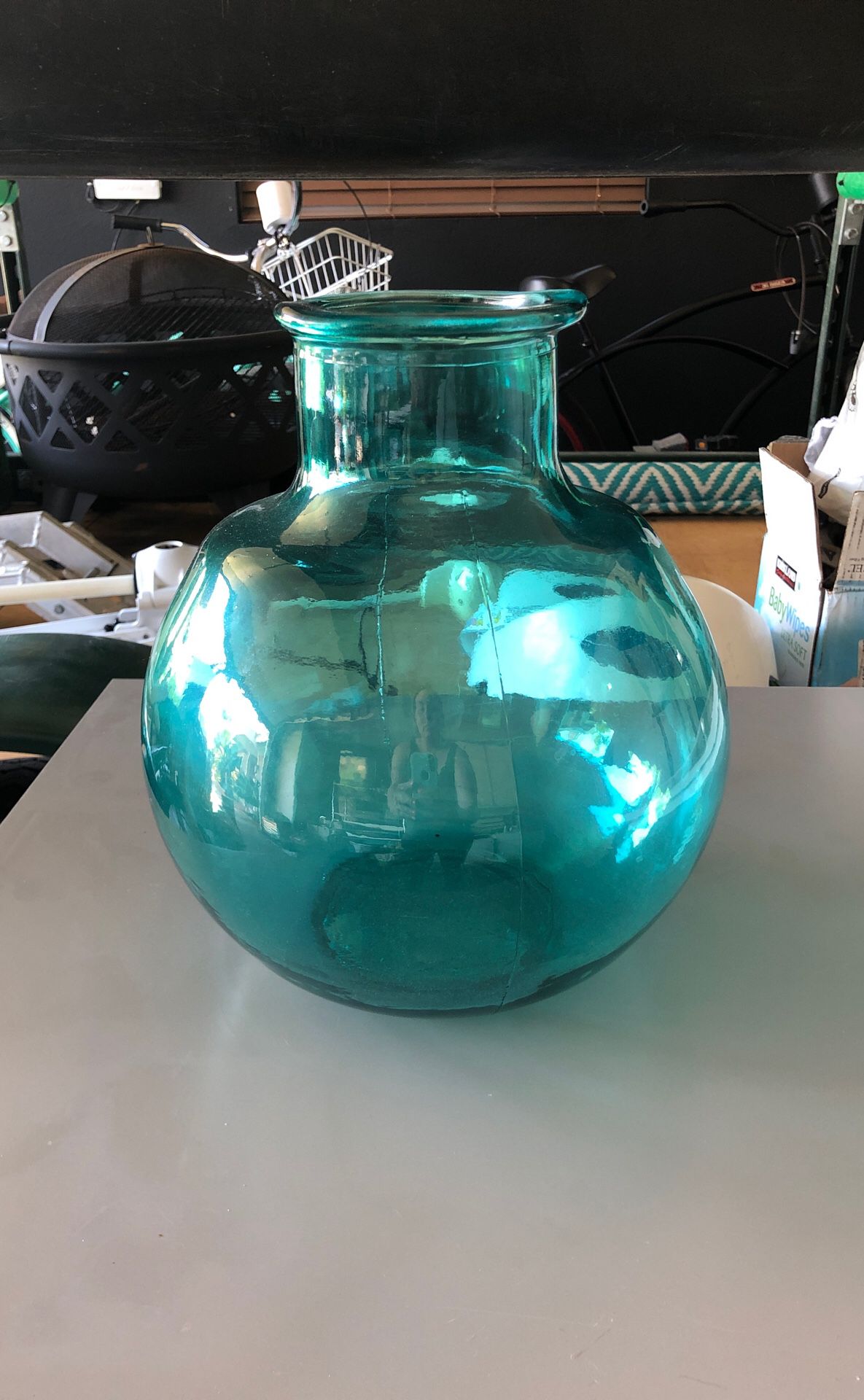 Home Decor - Large Turquoise Vase