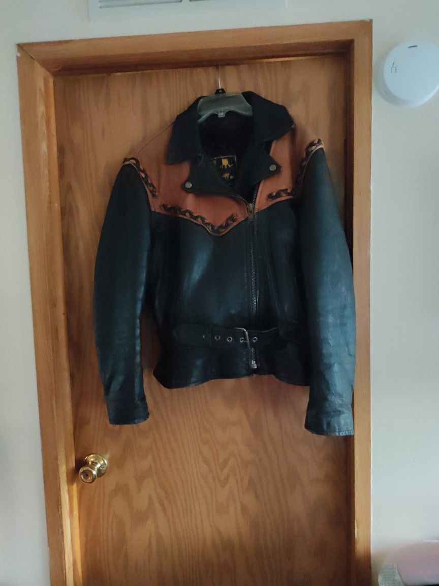 Women's Black/Brown Leather Jacket