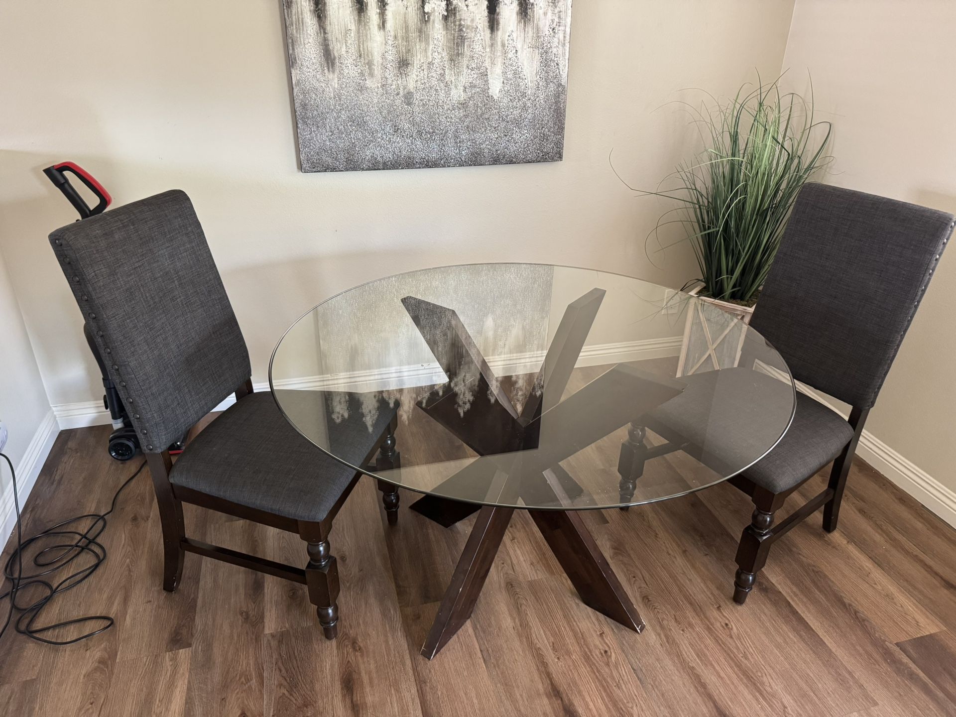 Glass Dining Table With Two Chairs 