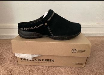 New Clarks Black Suede Slip-On Mule Clog