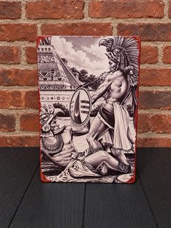 Aztec Warrior Decorative Metal Tin Sign
