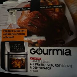 Gourmia 14 Qt Air Fryer Oven, 12 Presets, Rotisserie, FryForce 360°, Stainless Steel