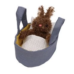 Manhattan Toy Moppettes Beau Bunny Stuffed Animal with Fabric Bassinet, Blanket & Pillow *New