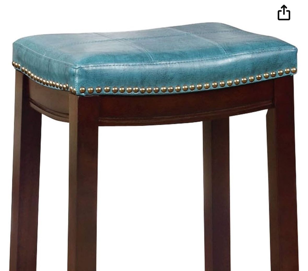 Set of Wooden Bar Stools with Faux Leather Upholstery - $100