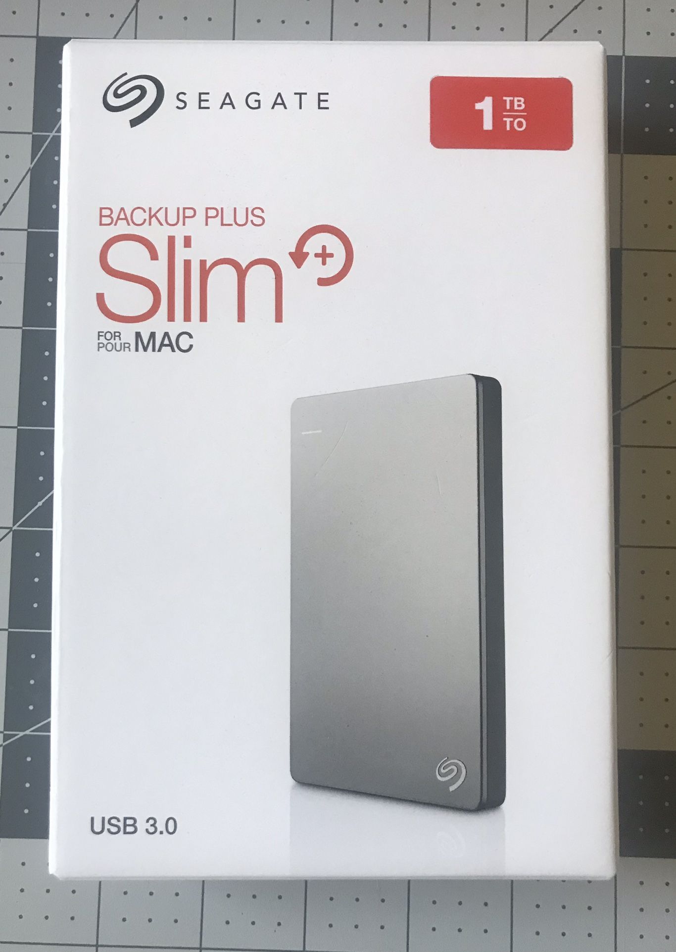 Open box new Seagate Backup Plus Slim 1TB External HD for Mac SRD00F1 USB 3.0