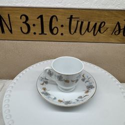 Chinese vintage tea cup and saucer set, Antique porcelain, Floral, Asian flower, JingDeZhen