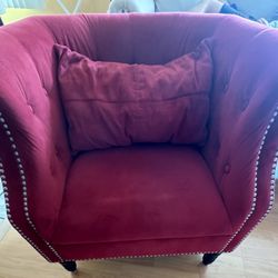 Armchair Red Velvet Neg Couch 