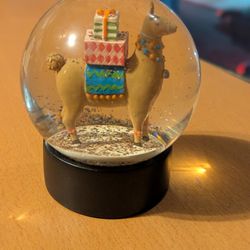 Llama Holiday Christmas Glitter Snow Globe 