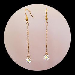 Homemade White Daisy Earrings