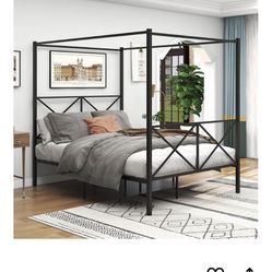 Queen Size Metal Canopy Bed