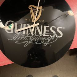 Glass Battery Operated Guinness Wall Clock