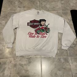 Vintage 90s Harley Davidson Betty Boop Sweatshirt SZ XL Live to Ride