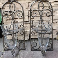 Outdoor or Indoor Wall Sconces with Glass Vase