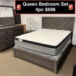 New Queen Bedroom Set 4pc 
