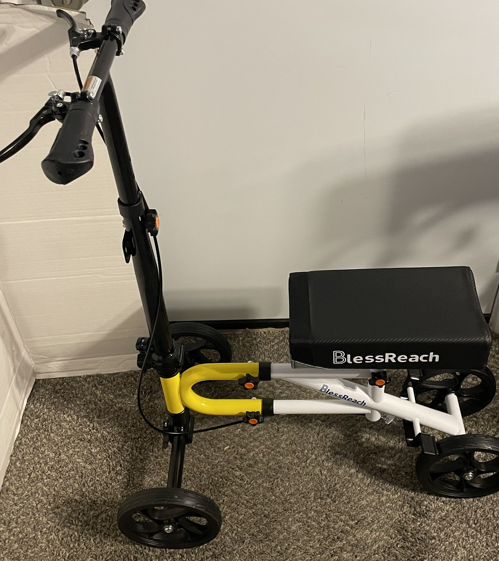 BRAND NEW* BLESSREACH Economy Knee Scooter Steerable Knee Walker for Foot Injuries Compact Crutch Alternative with Dual Braking System (Yellow)