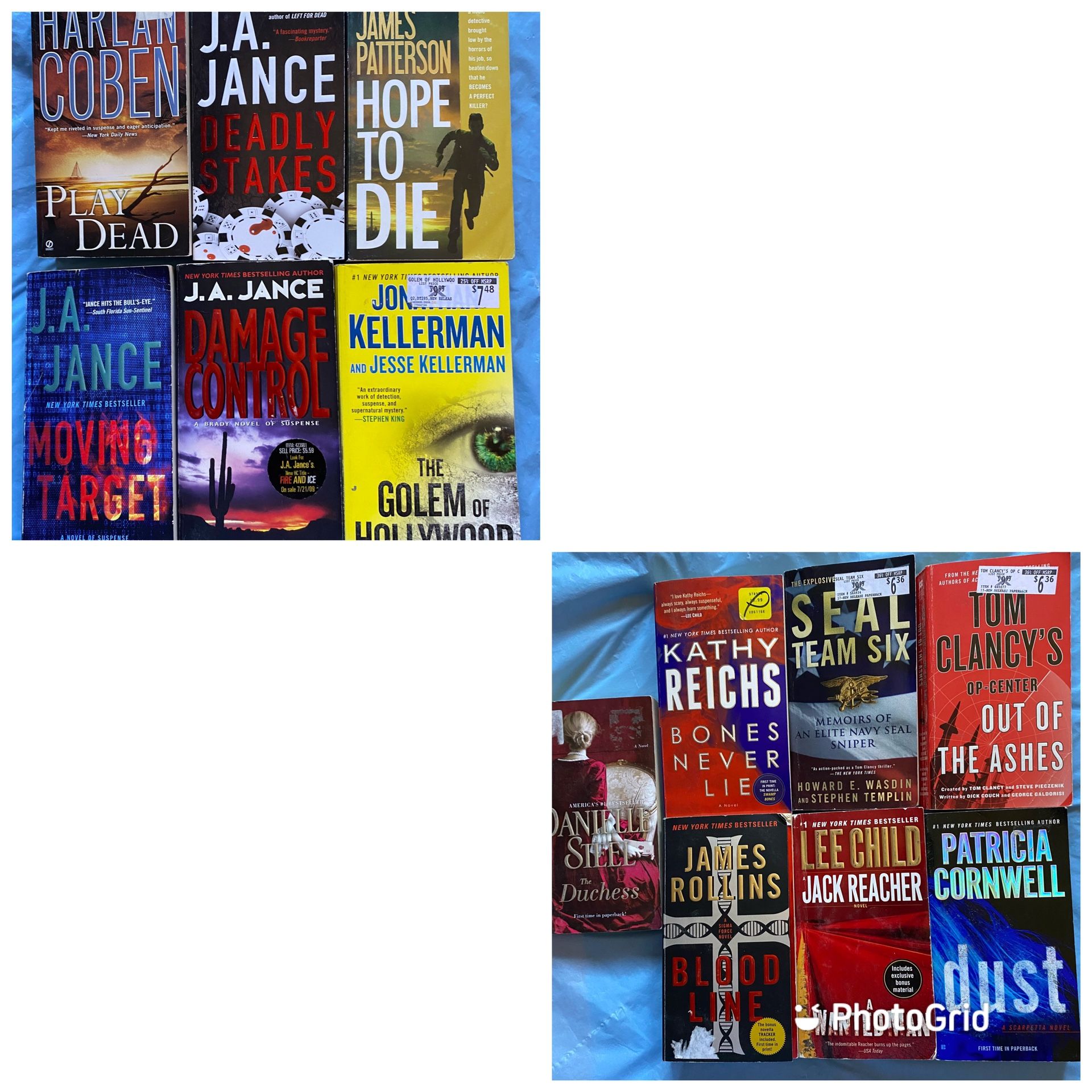 Paperback Books J. A. Jance James Patterson Harlan Coban Patricia Cornwall $2 each
