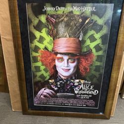 Johnny Depp Mad Hatter “Signed” Autographed Alice In Wonderland Movie Poster