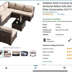 Outdoor Patio Sectional Rattan Sofa Set - Good Condition