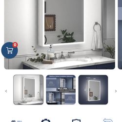 Rim 24" W x 36" H LED Lighted Medicine Cabinet Recessed or Surface with Mirrors, Hinge On The Rightnew