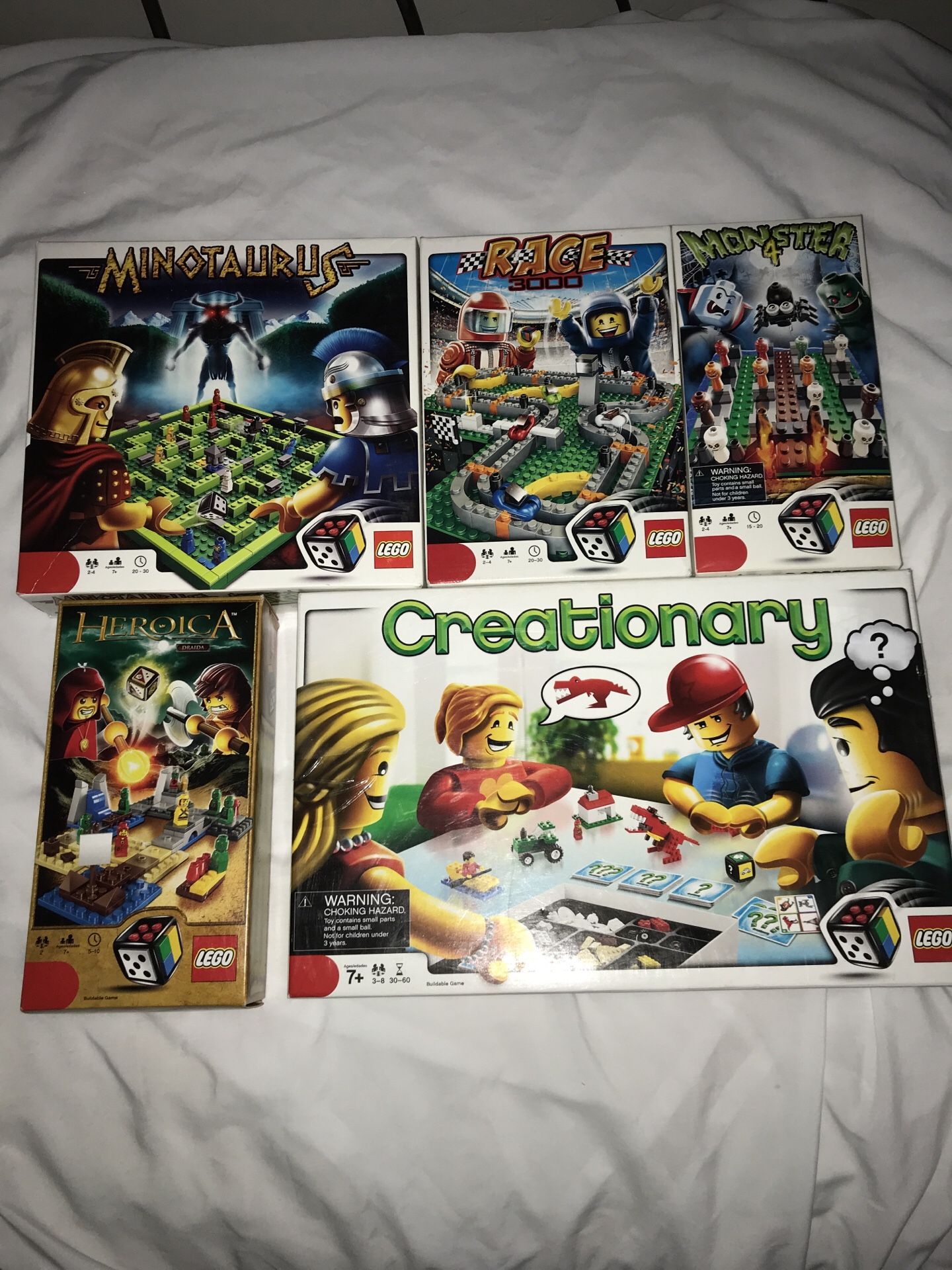 LOT 5 LEGO GAMES MINOTAURUS MONSTER 4 RACE 3000 HEROICA CREATIONARY EXCELLENT USED CONDITION