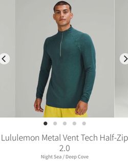 Men’s Lululemon Metal Vent Tech Half Zip Pullover Shirt Size LARGE Night Sea Deep Cove LIKE NEW