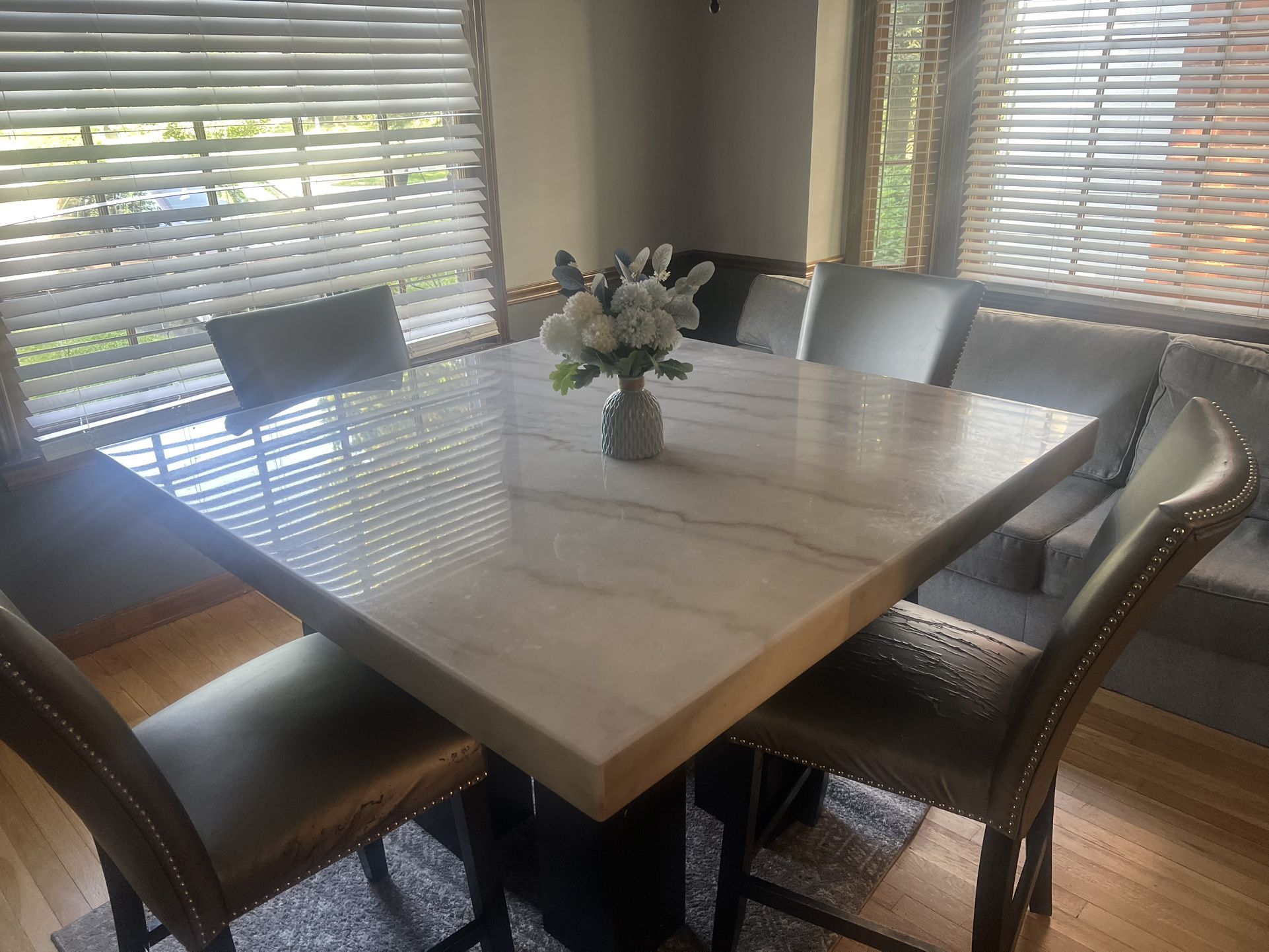 Marble Top High Dining Table Set – 54” x 54”
