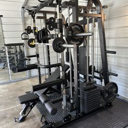 Smith Machine 300 | Adjustable Bench | 245lb Cast Iron Olympic Weights | 7ft Olympic Bar | Fitness | Gym Equipment | FREE DELIVERY/INSTALLTION 🚚 