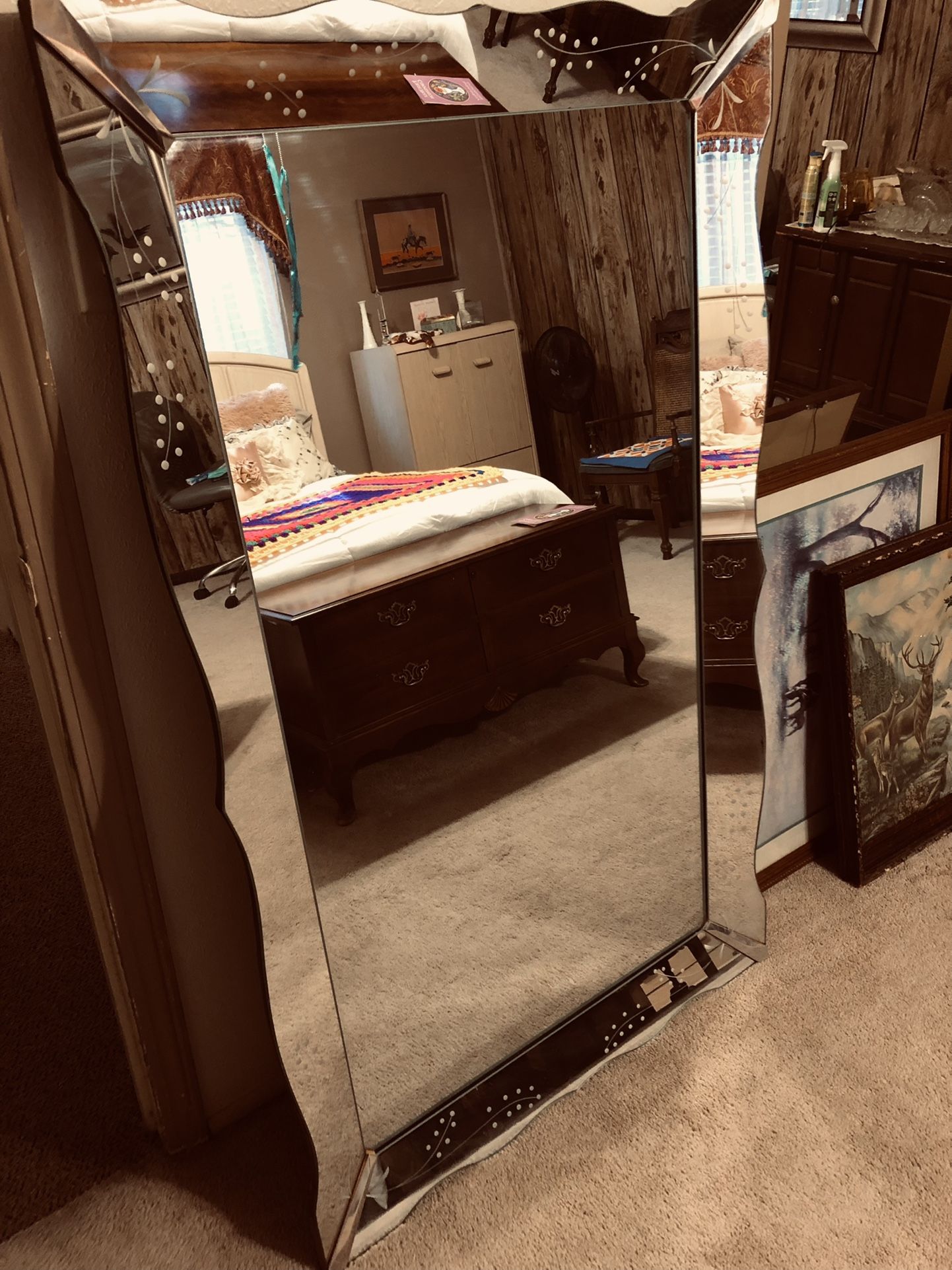 Large Vintage Beveled Mirror