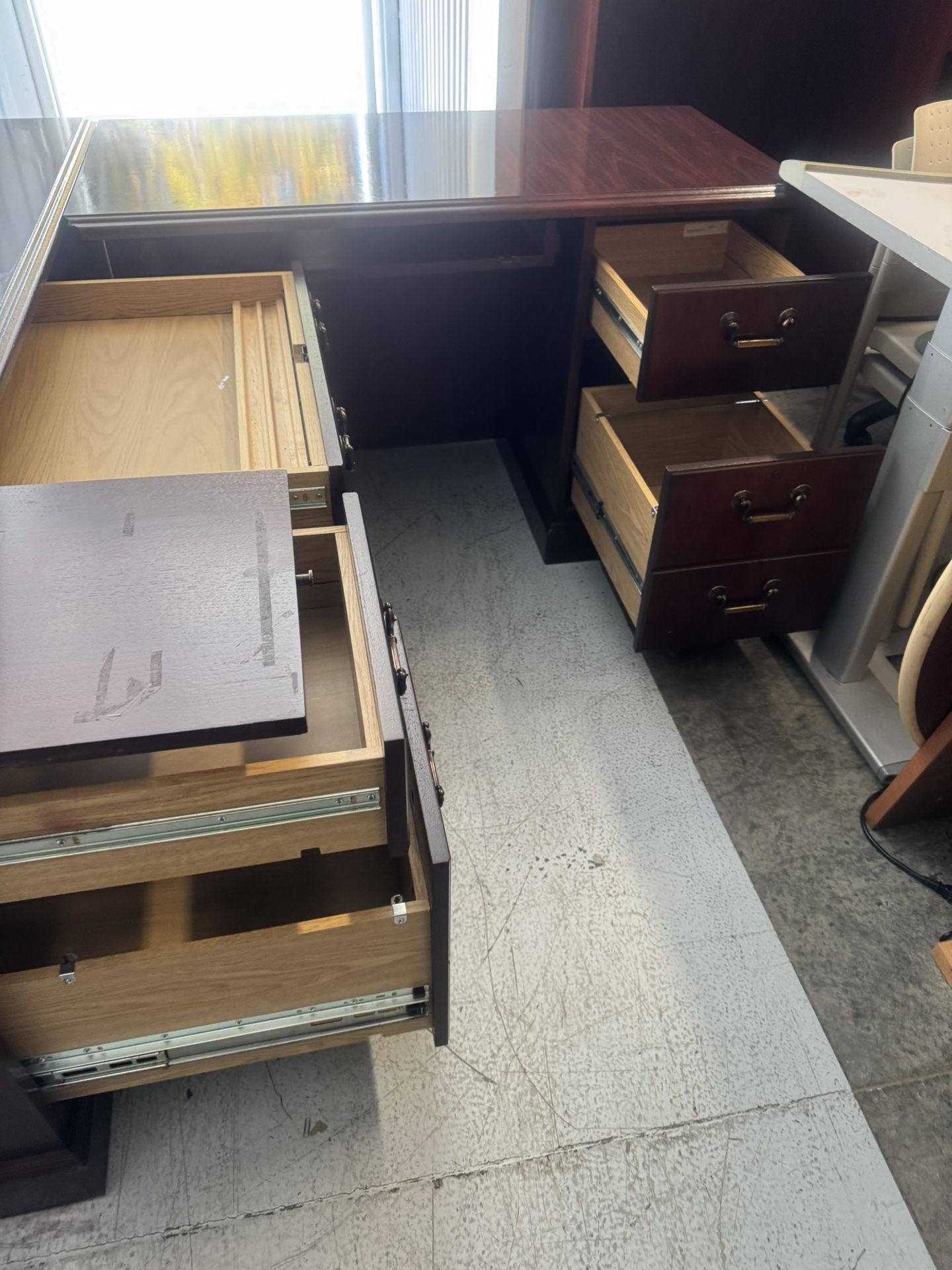 A Set Of An L Shaped A Bookcase And A Two Drawers Filing Cabinet For Sale 