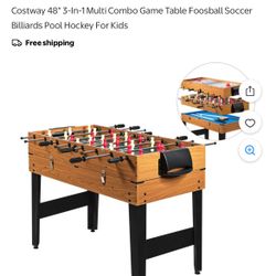 Costway 48'' 3-In-1 Multi Combo Game Table Foosball Soccer Billiards Pool Hockey For Kids