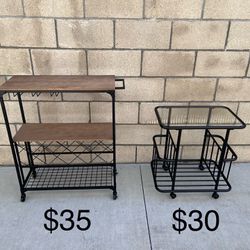 NEW Rolling Storage Bar Cart **New In Box** **See Photo For Pricing**