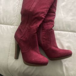 Knee-high suede boots