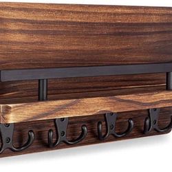 Five Start Key Holder for Wall Decorative with Four Keys Hooks, Mail Sorter - Easy Installable Hangers Decor, Mounted Organizer-Beautiful Farm House E