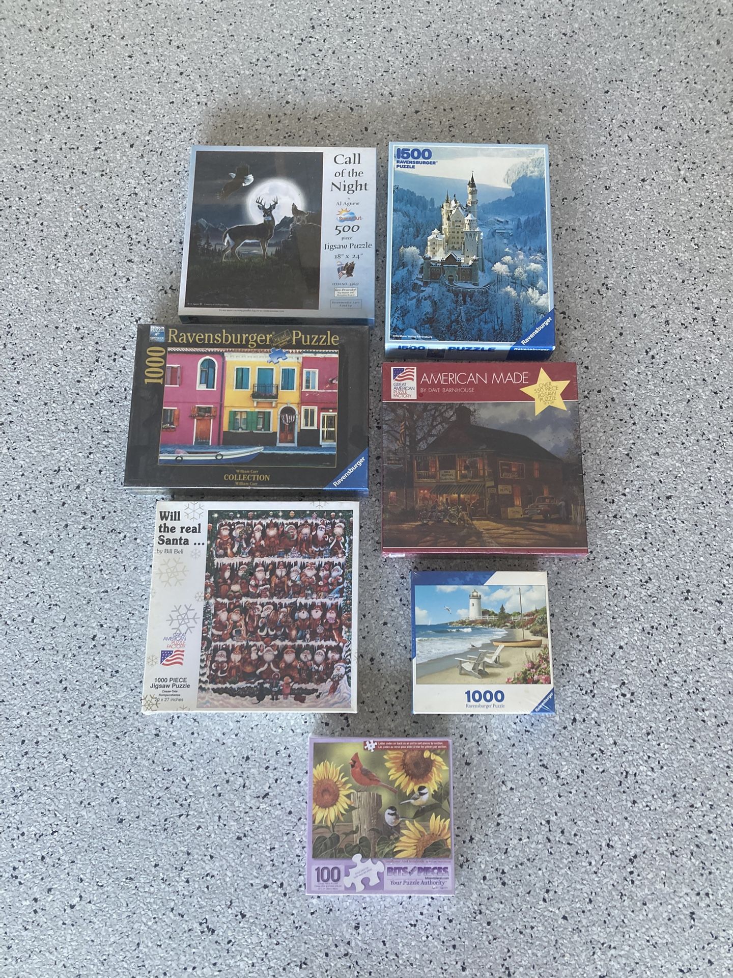 6 Brand New Puzzles. 1 Vintage Opened. RAVENSBURGER and More. (contact info removed) Pieces.