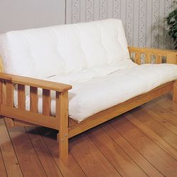 Oak Colored Futon With Mattress 