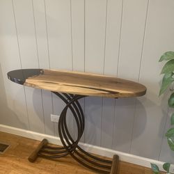 Console Table. Walnut Epoxy Wood Metal 